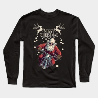 Santa Celebrate Christmas With Motorcycle Long Sleeve T-Shirt